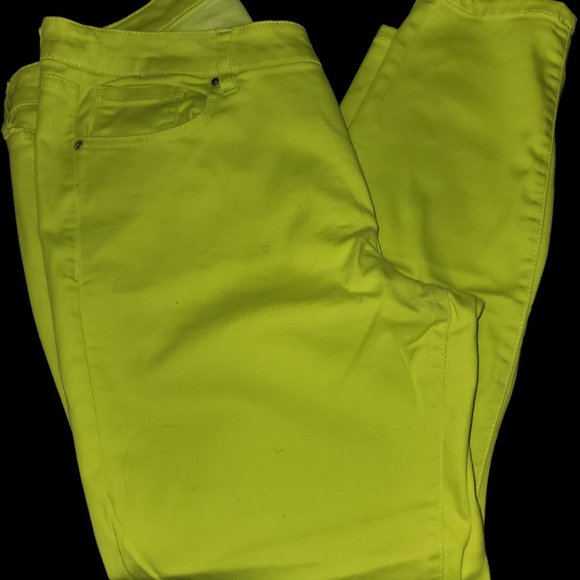 Lane Bryant Neon Green Yellow Denim Jeans Size 18 Slim Ankle - Picture 1 of 8